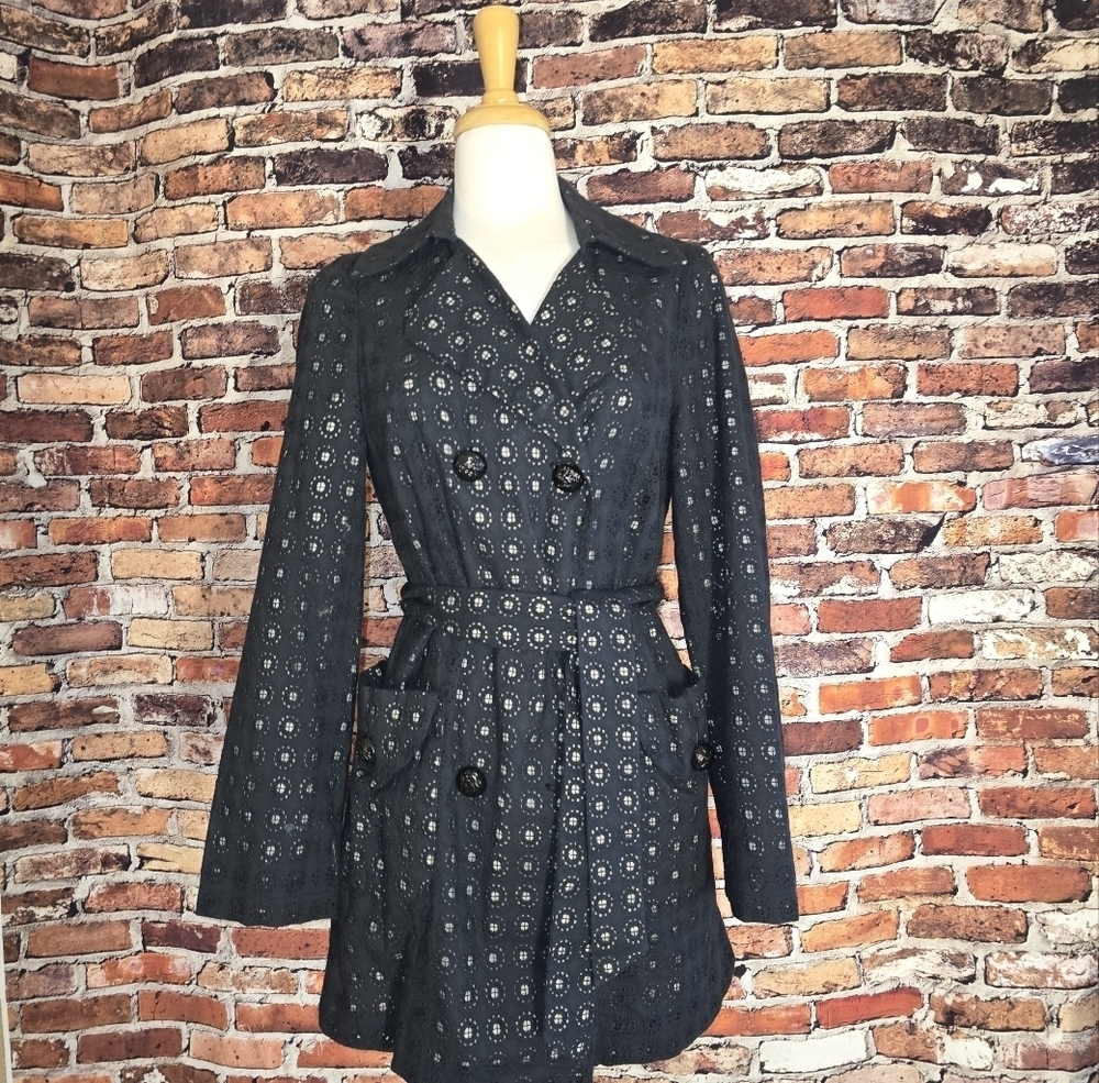 Elegant Black Eyelet Coat